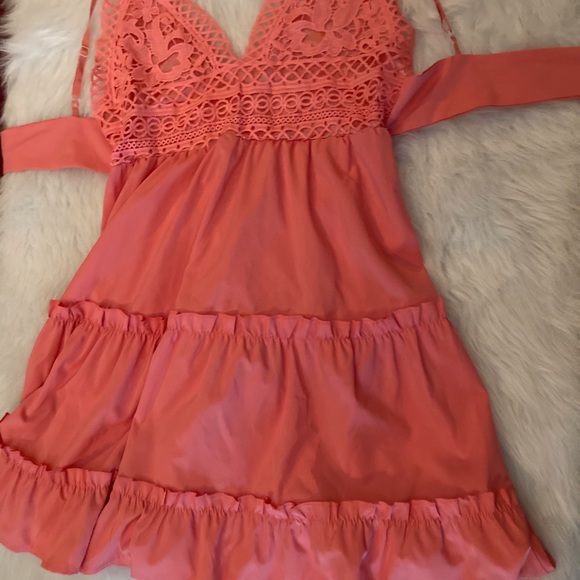 Coral embroidered sun dress - Picture 1 of 4